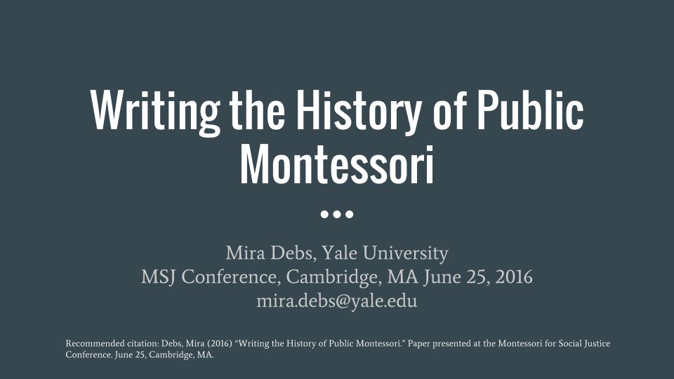 Writing the History of Public Montessori